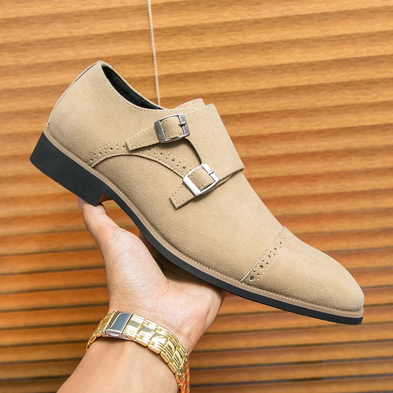 Tom Chaussures classiques de luxe en cuir pour hommes, chaussures à boucle en daim