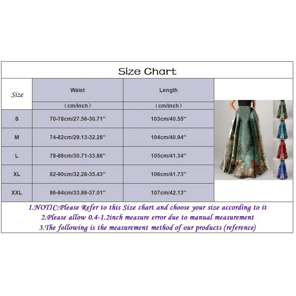 High Waist Pocket Skirts For Women Fashion Bohemian Floral Print Maxi Skirt LADYLYS
