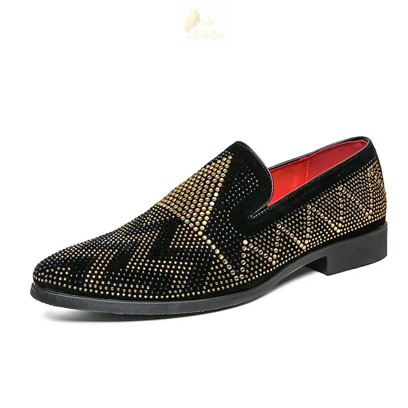 Embroidery Rhinestone Flat Shoes For Men Hombre Vestir LADYLYS