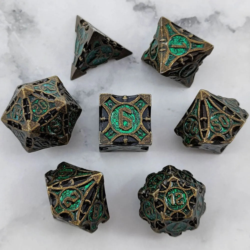 Jeu de société de dés mdn dés polyédriques en métal pour donjon et Dragons jeu de dés RPG pour jeu de rôle D & D D20 D12 D10 D8 D6 D4