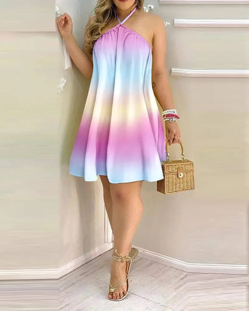 Floral Print Halter Neck Dress Boho Backless Halter Dress For Spring  Summer LADYLYS