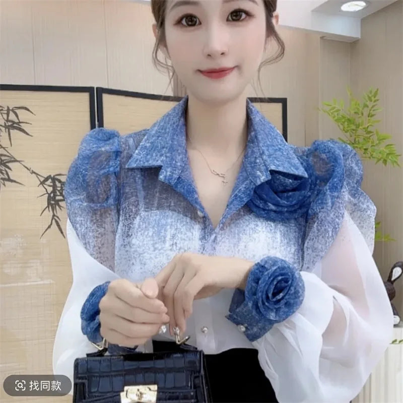 Three-Dimensional Flower Sunscreen Shirt With A Sense Design Long-Sleeved Clothes