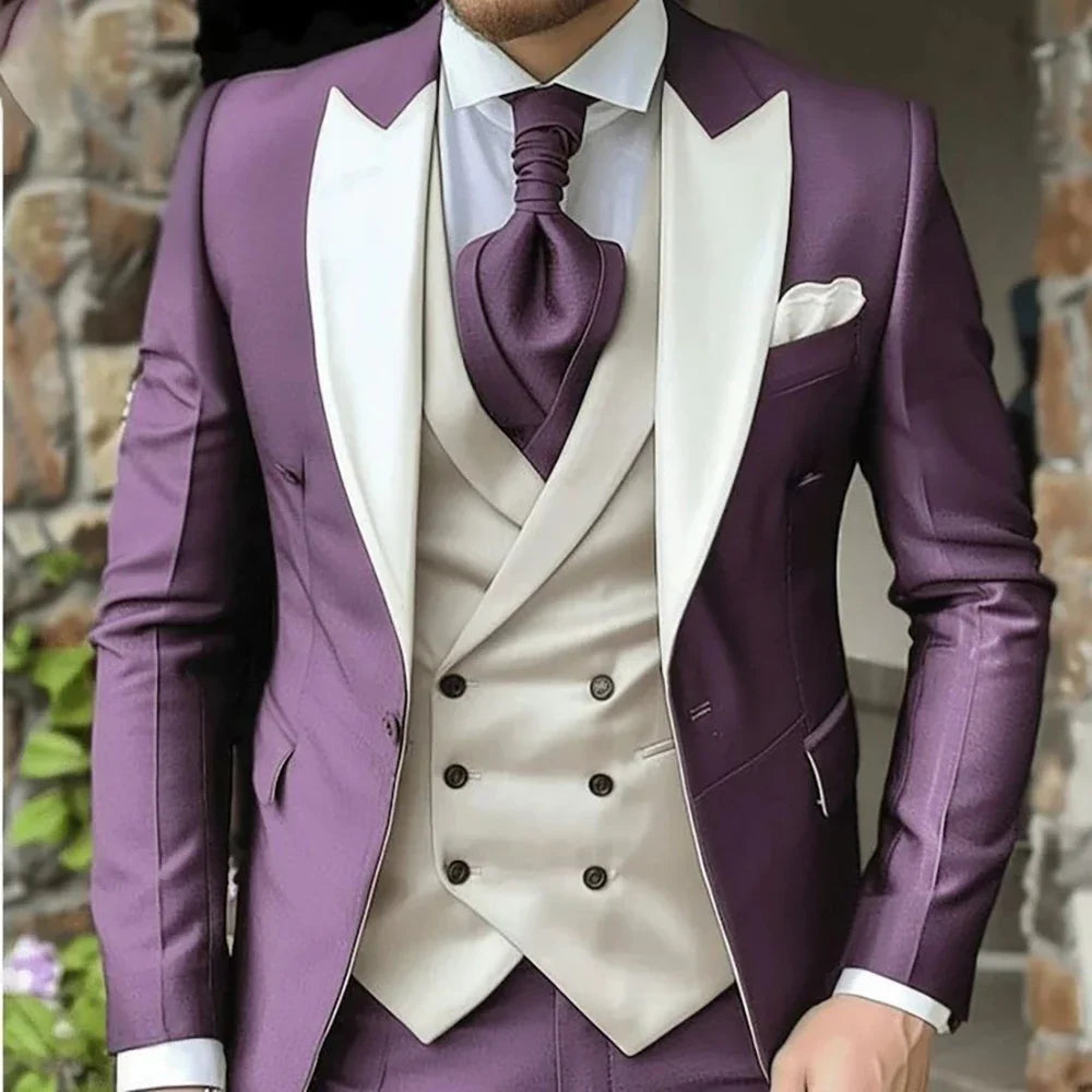 Elegant Wedding 3 Piece Jacket Pants Vest Full Set Luxury LADYLYS