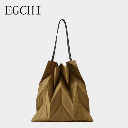 EGCHI Fashion Sacs plissés géométriques pour femmes Style coréen Sac à bandoulière en toile de grande capacité