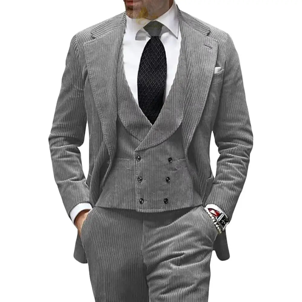 Velvet Men's Suit 3 Piece Corduroy Blazer Vest Pants Set LADYLYS