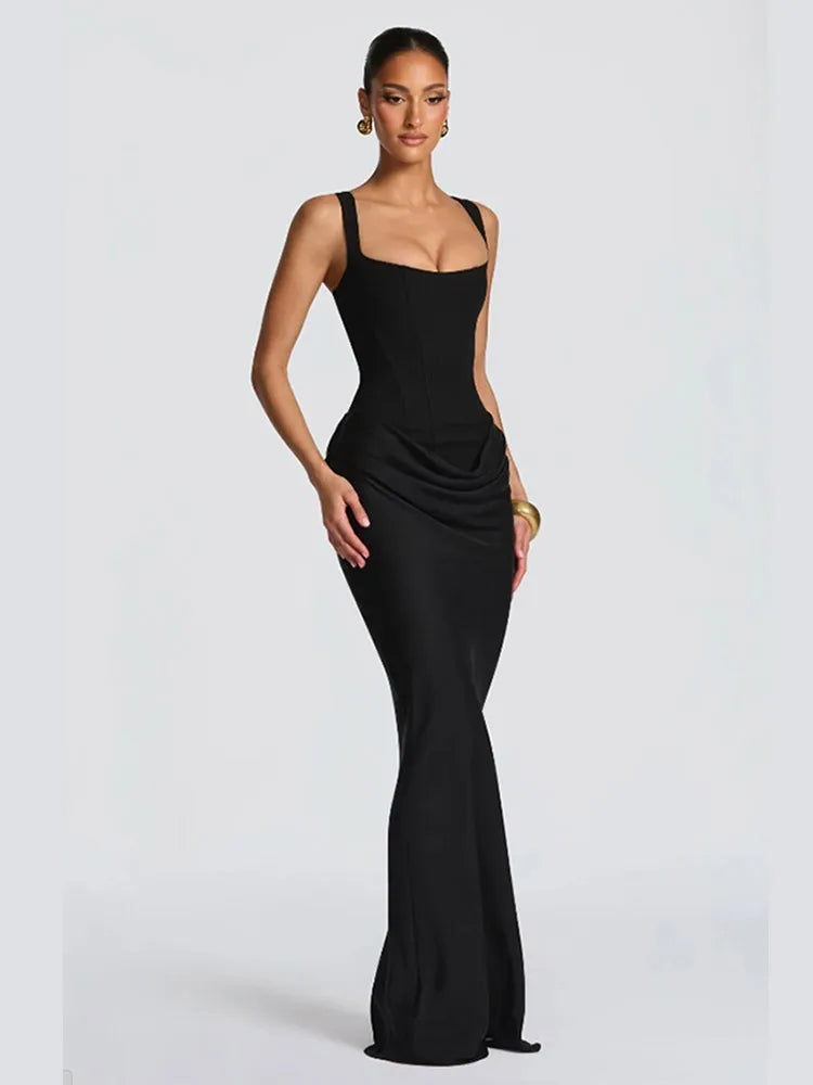 Sexy Solid Pleated Strapless Dress Lady Chic Off-shoulder Backless LADYLYS