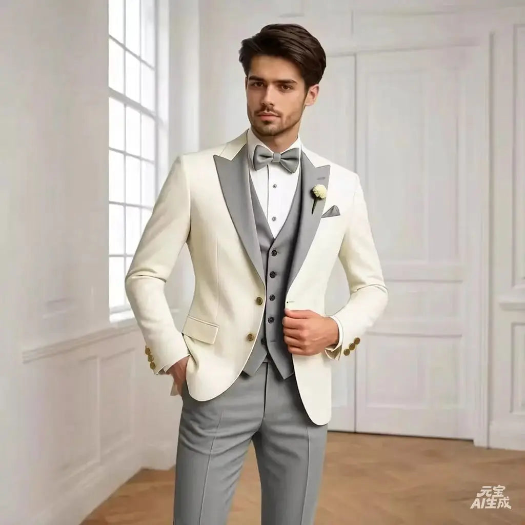 Men's Tailored Suit Three-Piece Set Casual Wedding Groomsmen LADYLYS