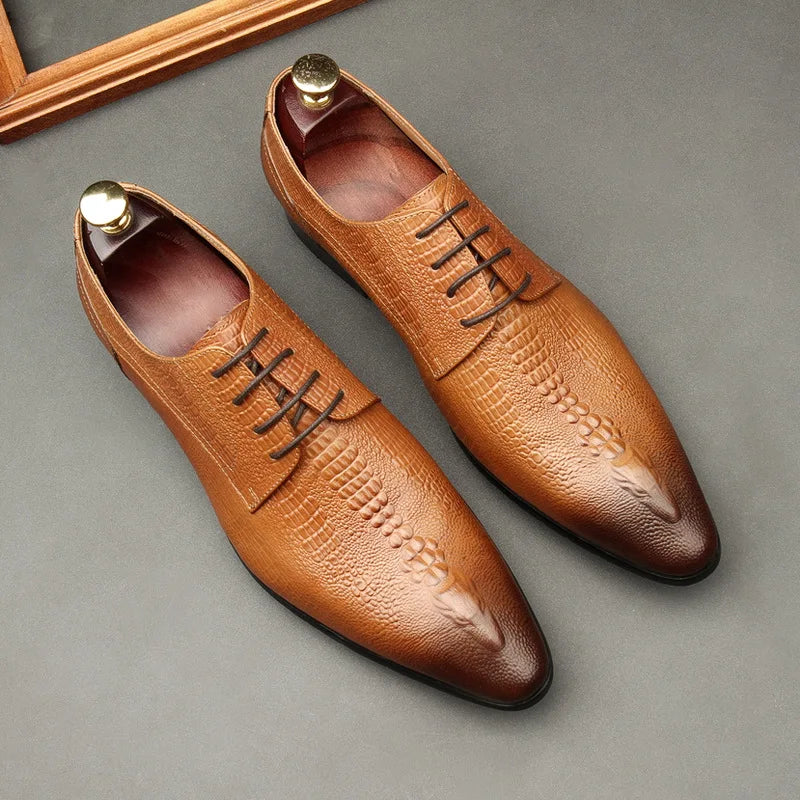 Chaussures Oxford de mariage pour hommes, faites à la main, en cuir véritable