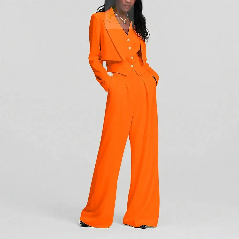 Elegant Single Button Women Pants Set New Female Three Pieces(Blazer+Trousers+Vest) LADYLYS