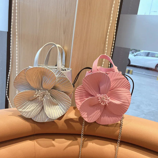 Sac seau à fleurs pour femmes, sac à main élégant avec chaîne, pochettes de soirée