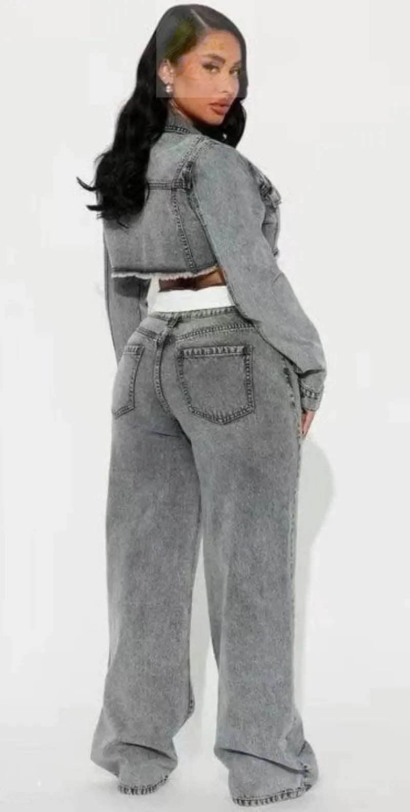 Streetwear Denim 2 Piece Sets Long Sleeve Jean LADYLYS