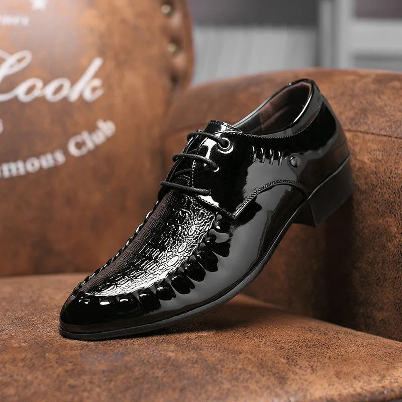 Chaussures en cuir Oxfords  à lacets grande taille pour hommes