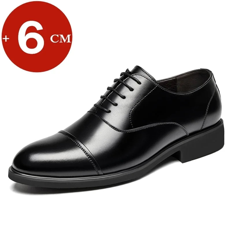 37-46 hommes plat/6 CM rehaussant,  chaussures en cuir formelles homme britannique décontracté