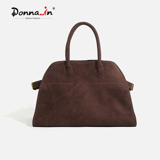 Sac à main en daim naturel Donna-in pour femme en cuir de vache nubuck grande capacité