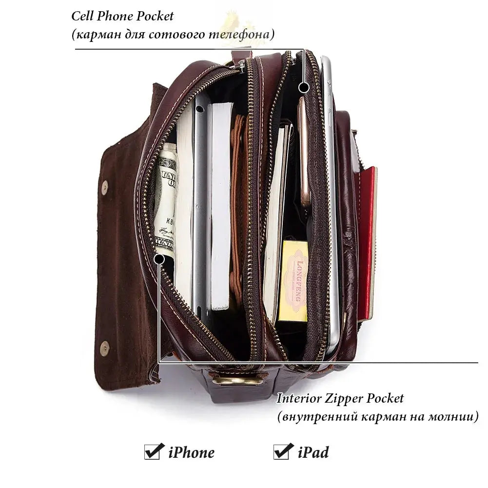 KAVIS NEW Genuine Leather Men's Crossbody Bag High Quality LADYLYS