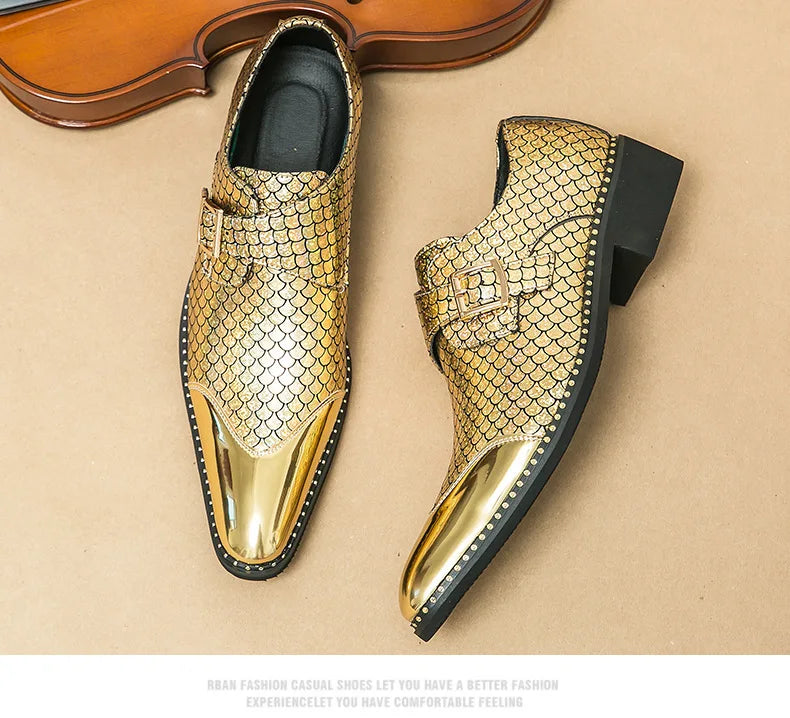 Glitter Men Formal Shoes Moccasins Italian Leather Luxury Fashion LADYLYS