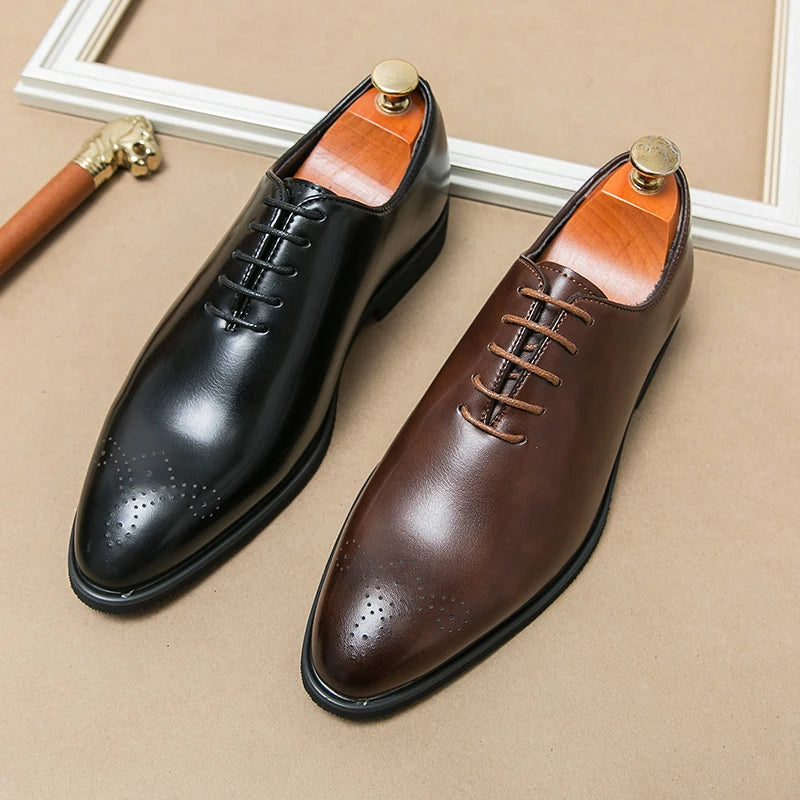 Chaussures en cuir verni de luxe pour hommes Oxfords à lacets élégantes