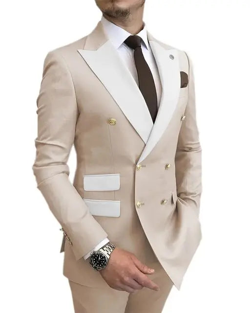 Jacket Pants Gold Buttons Party Tuxedo Dress Double Breasted Men Suits LADYLYS