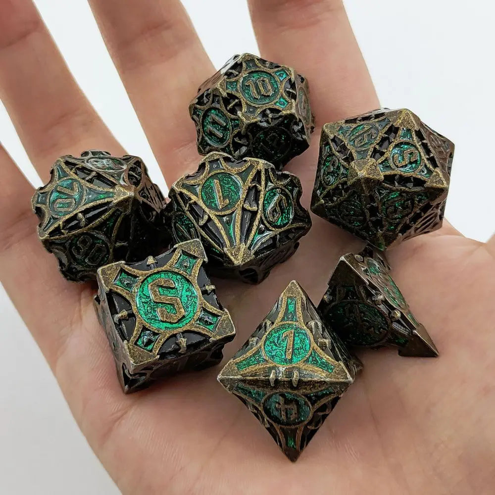 Jeu de société de dés mdn dés polyédriques en métal pour donjon et Dragons jeu de dés RPG pour jeu de rôle D & D D20 D12 D10 D8 D6 D4