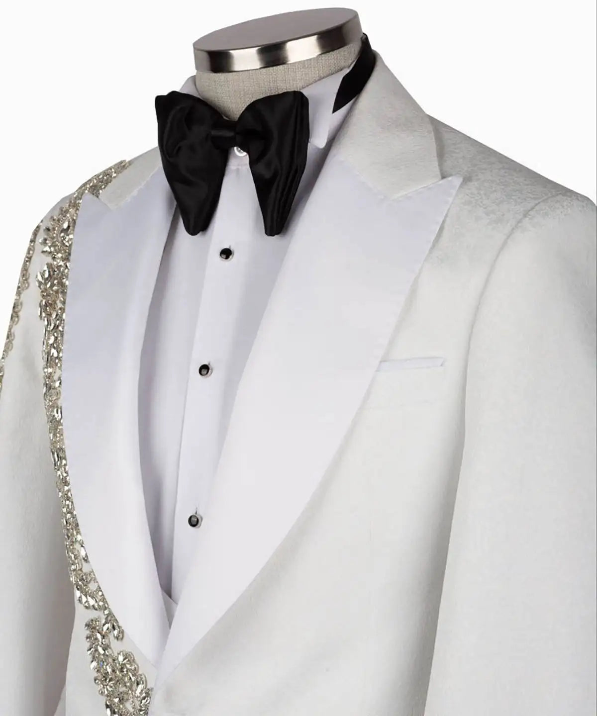 Costume de mariage 2 pièces pour homme, smoking de marié de luxe avec perles et cristaux