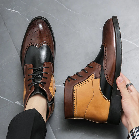 Bottines de marque tendance pour hommes, style britannique de luxe, en cuir de nouvelle qualité, de styliste senior