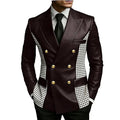 Leather Blazer With Houndstooth Sides Vintage Two-Tone Double Breasted LADYLYS
