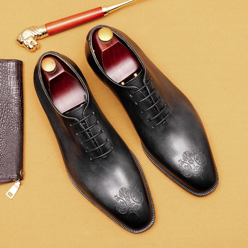 Chaussures habillées de luxe italiennes pour hommes en cuir de vache véritable fait à la main marque de qualité