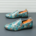 Trend New Designer Printing Pattern Loafers For Men Leather Shoes LADYLYS