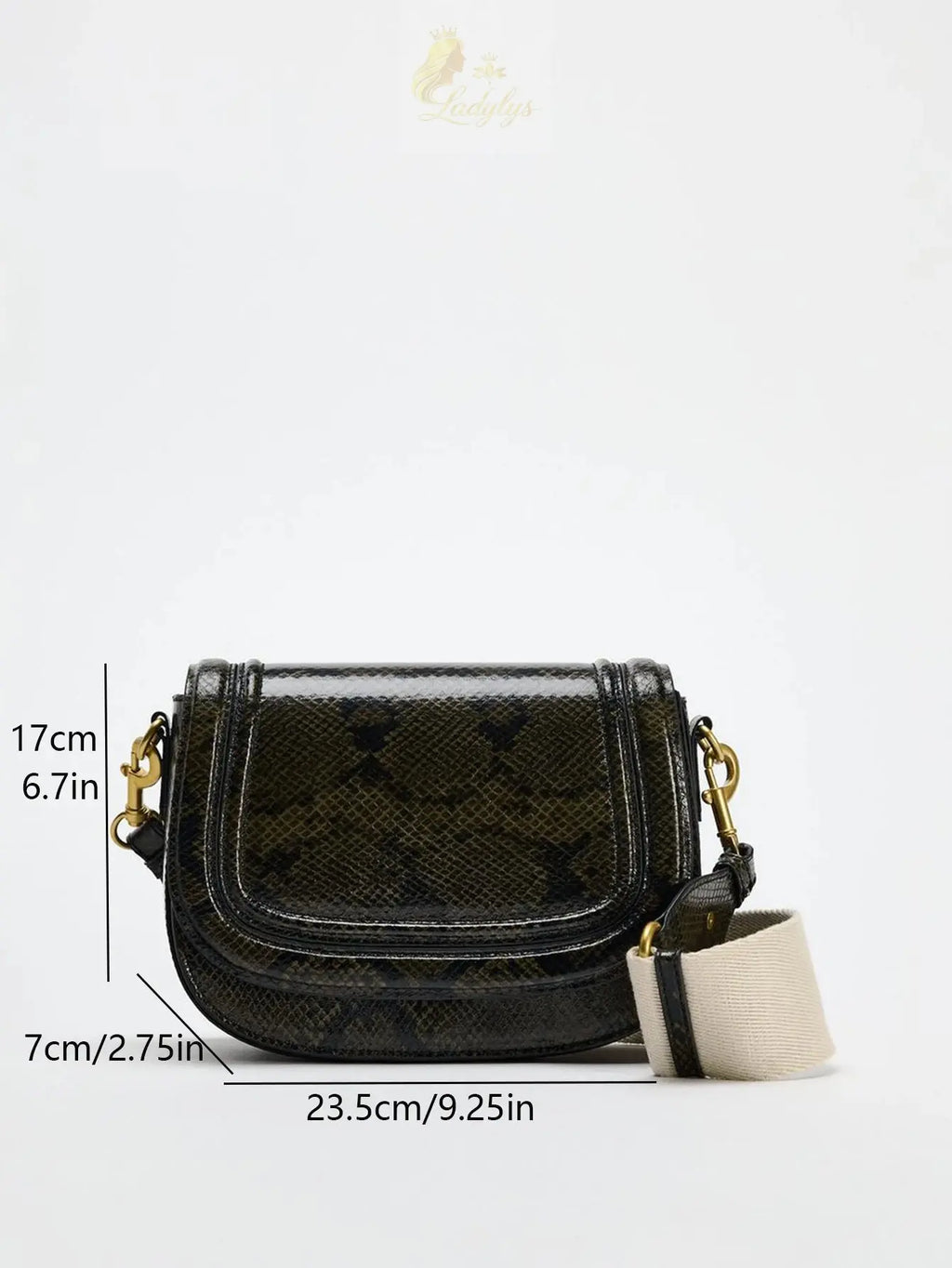 Magnetic buckle flip cover and decorative snake print crossbody bag LADYLYS