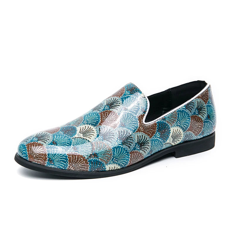 Trend New Designer Printing Pattern Loafers For Men Leather Shoes LADYLYS