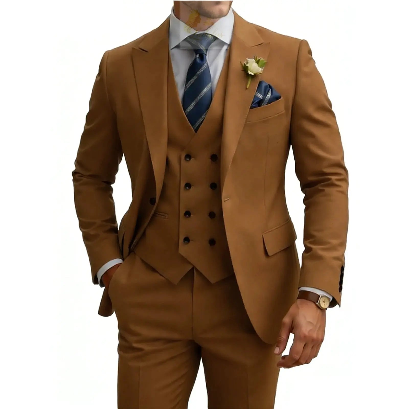 3 Piece Slim Fit For Men Double Breasted Suit Wedding Prom Suits Formal Business Dinner Tuxedo LADYLYS