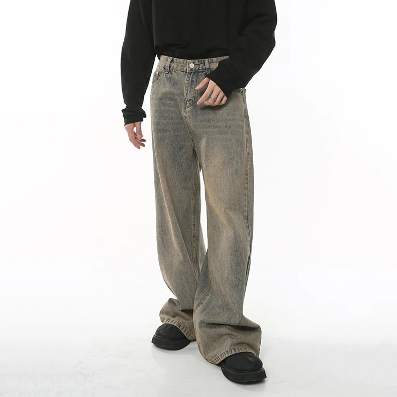 IEFB homme Baggy jean Style port usé ample jambe large Denim pantalon Chic