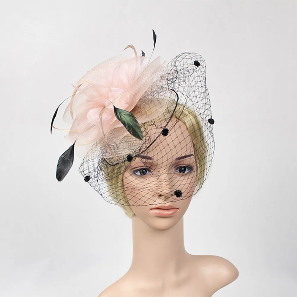 Chapeau fascinateur de fleur de voile de plume de mariée Kentucky Derby