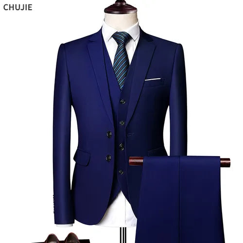 Costumes pour hommes, ensemble blazer de luxe élégant pour mariage, 3 pièces, gilet formel d'affaires