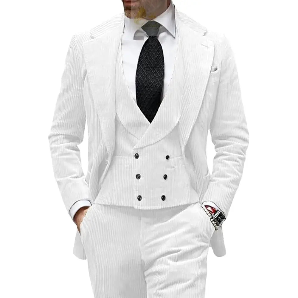 Velvet Men's Suit 3 Piece Corduroy Blazer Vest Pants Set LADYLYS