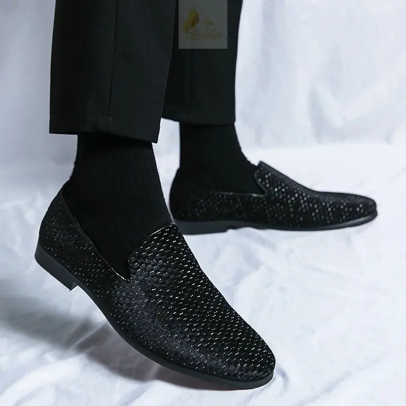 Velvet Men Loafers Luxury Brand Shoes Slip on Pointed Toe LADYLYS