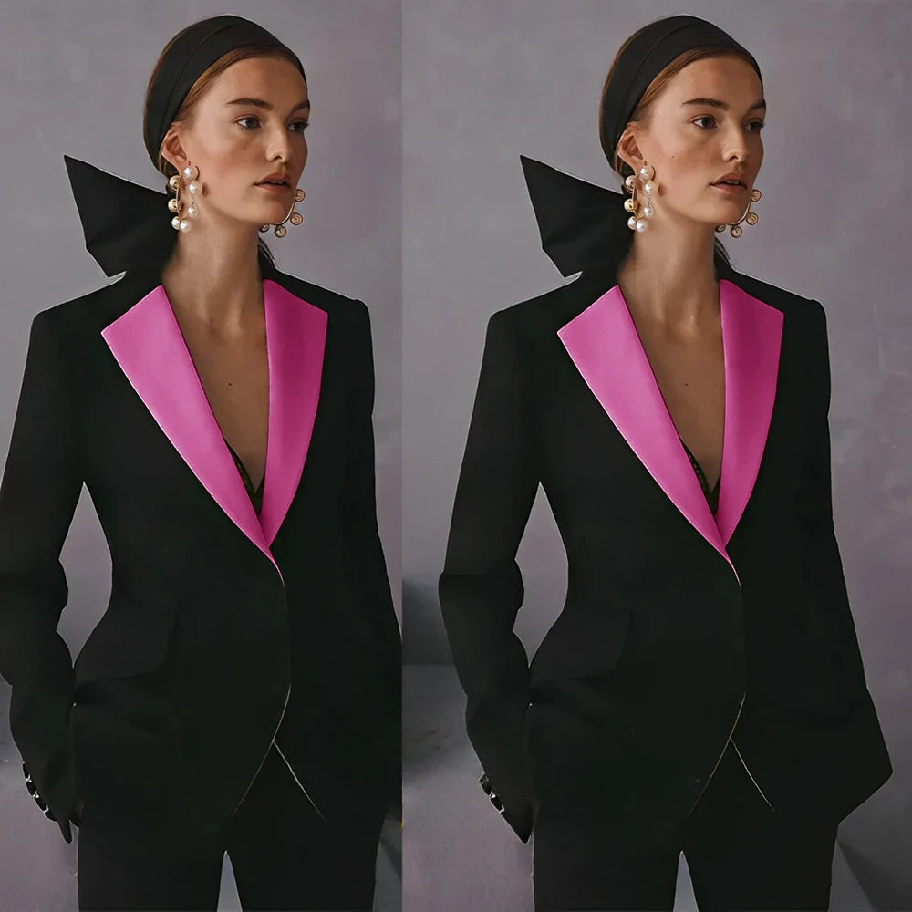 Costume ajusté pour femmes, Blazer à revers cranté, ensemble de mariage formel, tenue de taille personnalisée