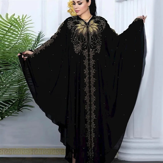 Abaya – robe musulmane en mousseline de soie noire pour femmes, tenue de luxe