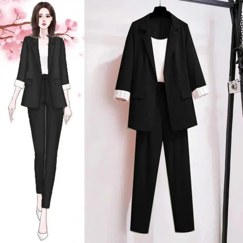 Tenue d'affaires Chic pour femme, ensemble Blazer droit, gilet et pantalon, Anti-rides, respirant