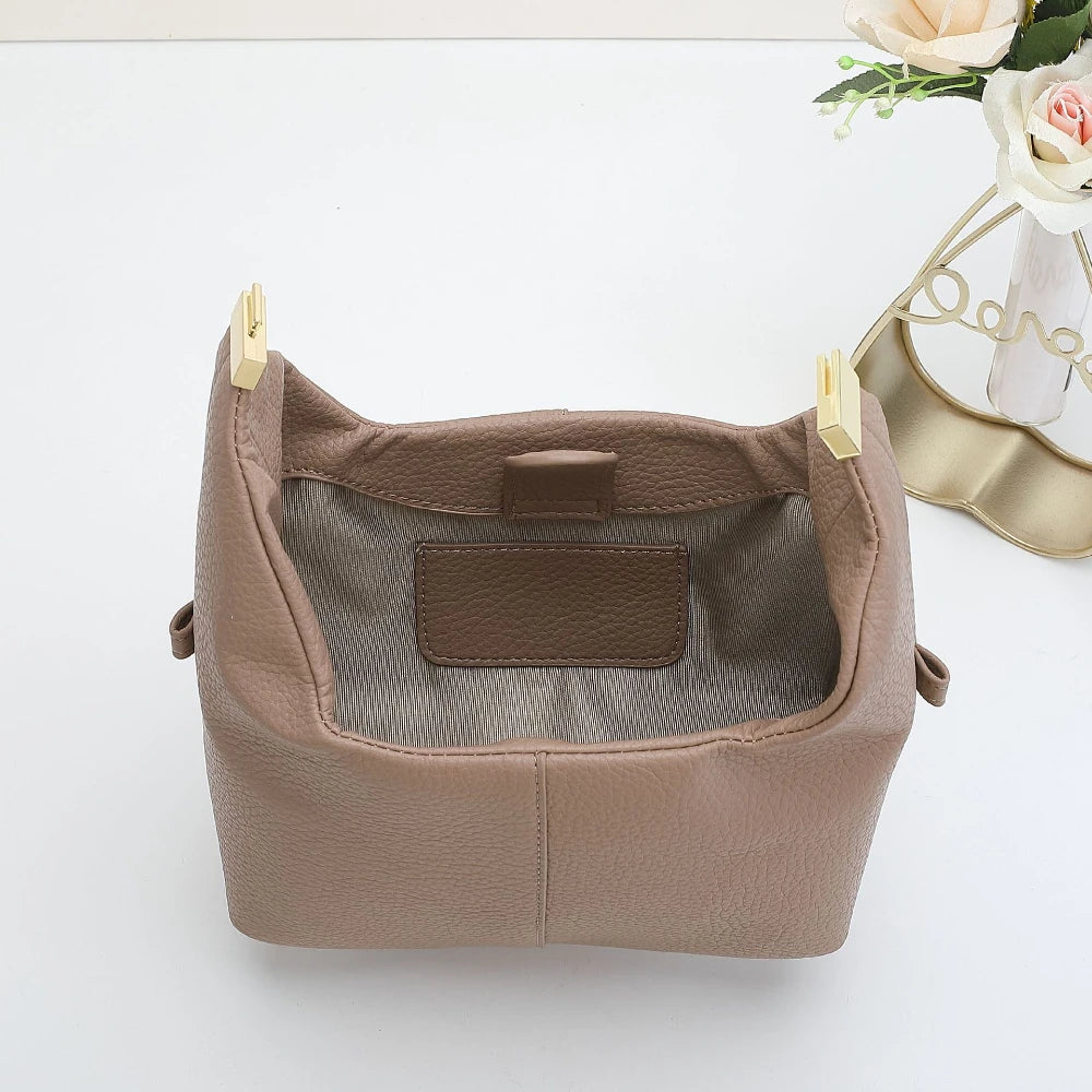 Sac à main en cuir litchi de couleur unie pour femme de haute qualité