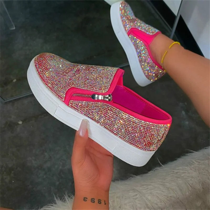 Chaussures de luxe décontractées et confortables avec strass scintillants