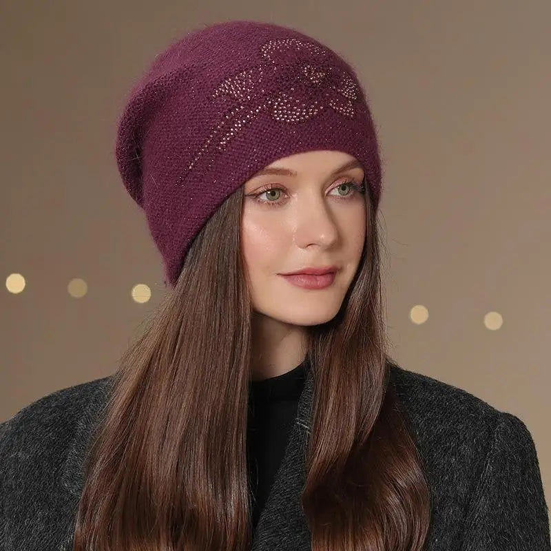 Chapeau d'hiver pour femme, bonnet décoratif à la mode, mélange de fourrure de lapin