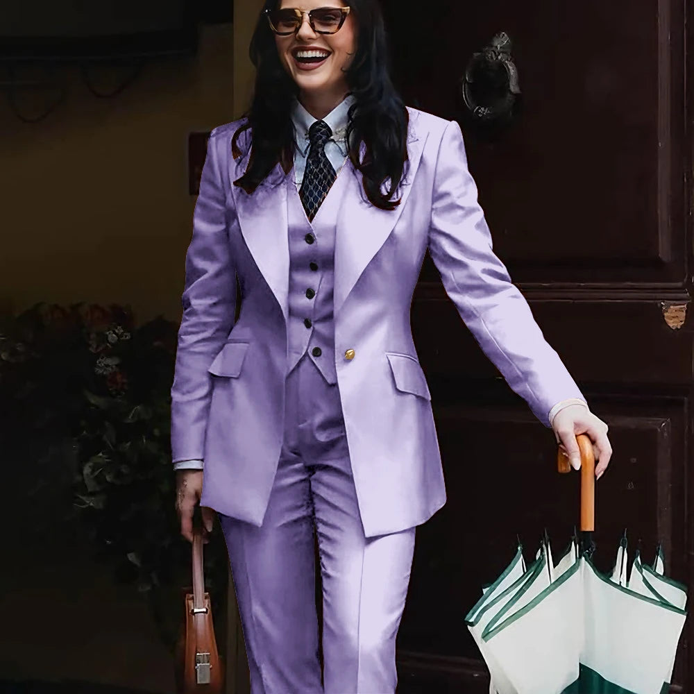Women's Jacket Pant Sets 3Piece Suit Single Button Professional Outerwears LADYLYS