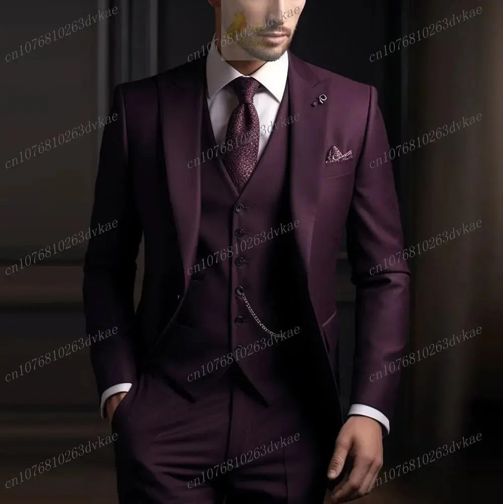 Business Male Tuxedos 3 Piece Set Jacket Vest Pants LADYLYS