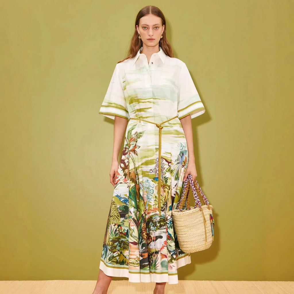 New Casual Fashion Linen Shirt Collar Cardigan Long Dress LADYLYS