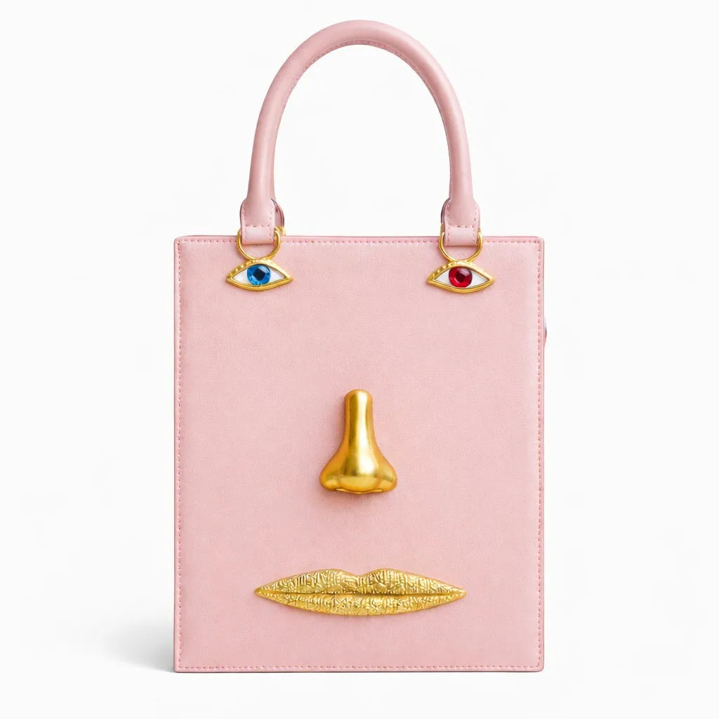 Retro 3D Face Handbag Niche Design Adult Girls Square Single Shoulder Bag LADYLYS