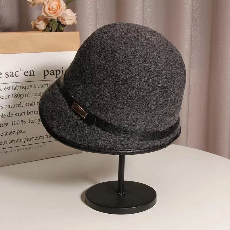 Chapeau melon en laine pour femme, nouveau style, automne, hiver, élégance