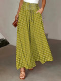 Bohemian Wide-Leg Pants with Elastic Waist and Polka Dot Print Long Skirt LADYLYS
