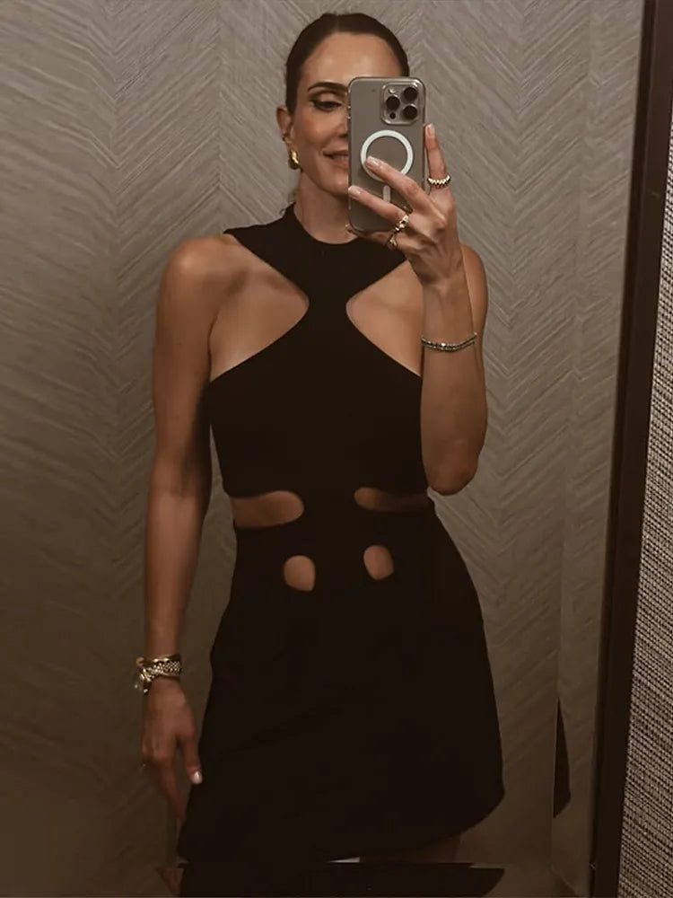 Elegant Halter Women's Dress Sleeveless Lady Mini Chic Female Robe Holiday LADYLYS