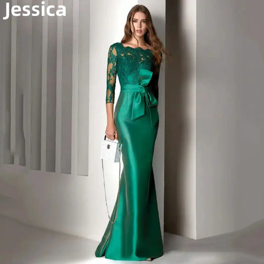 Jessica Fashion – robe de bal élégante sirène en Satin et dentelle luxueuse